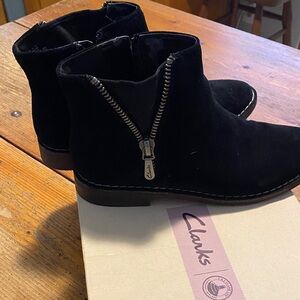 Clarks Black Suede Zipper Boots